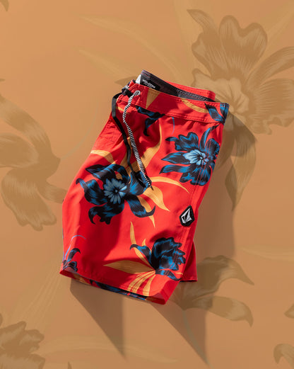 Boardshort Volcom Polly Floral Laranja