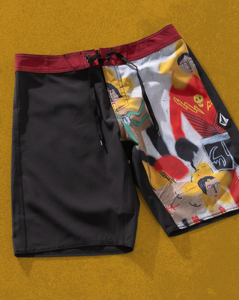 Boardshort Volcom FA x Alucinandinho The Star Won Preto