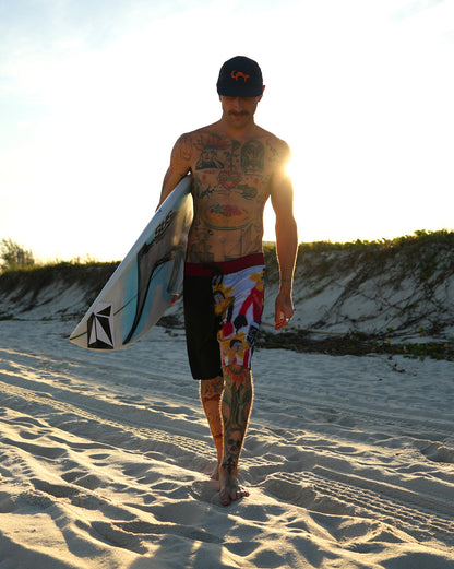 Boardshort Volcom FA x Alucinandinho The Star Won Preto