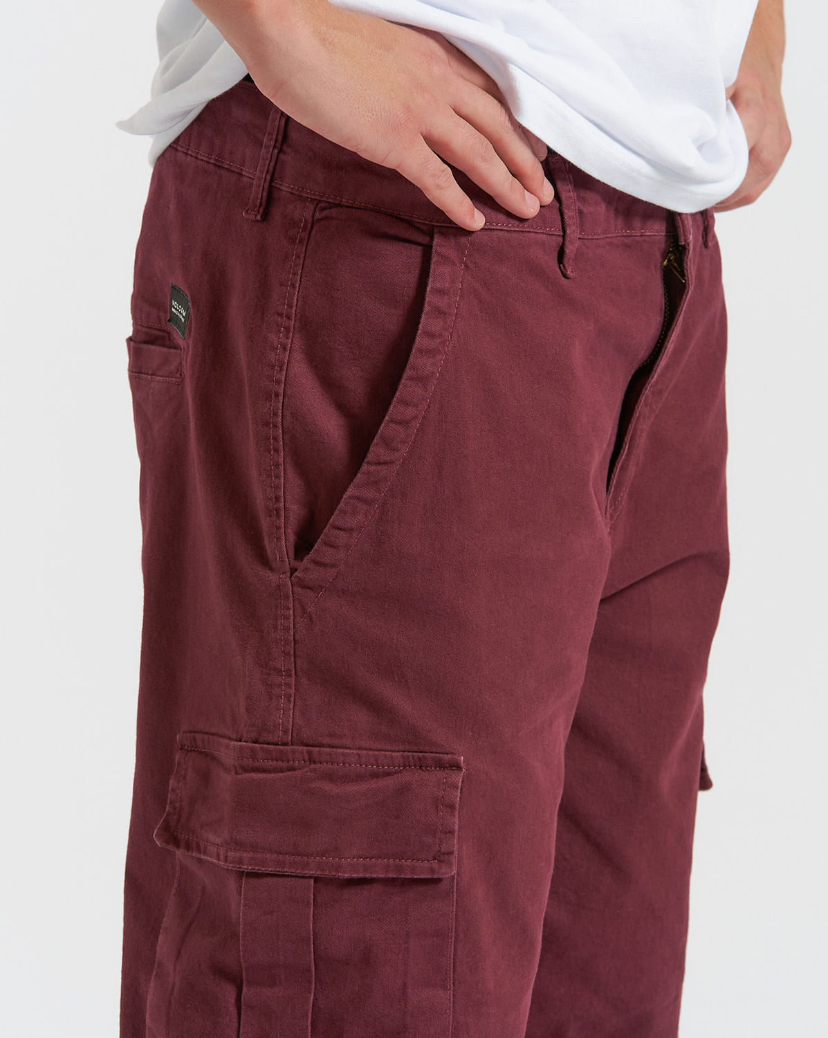 Calça Volcom Stranger Cargo Sarja Vinho