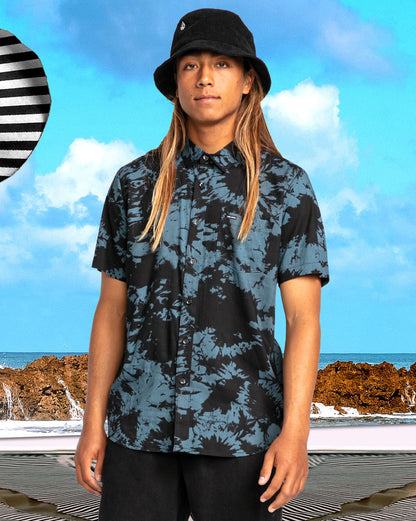 Camisa Volcom Spikerdye Woven Marina Blue