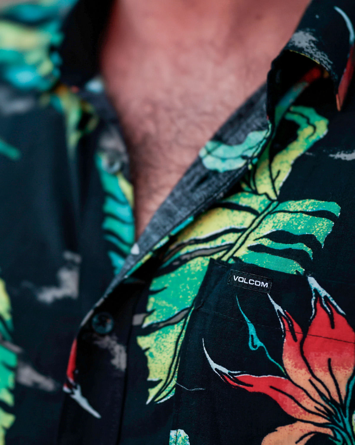 Camisa Volcom Birds Of Paradise Black