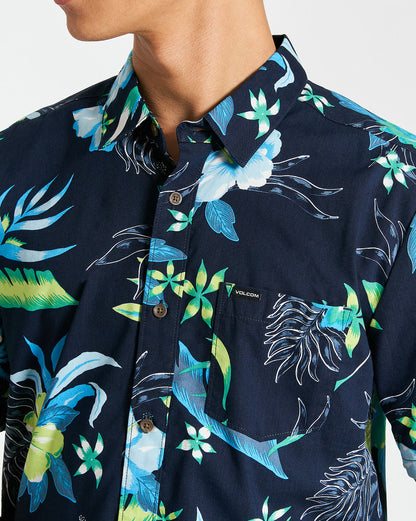 Camisa Volcom Sunriser Floral Short Sleeve Shirt Navy