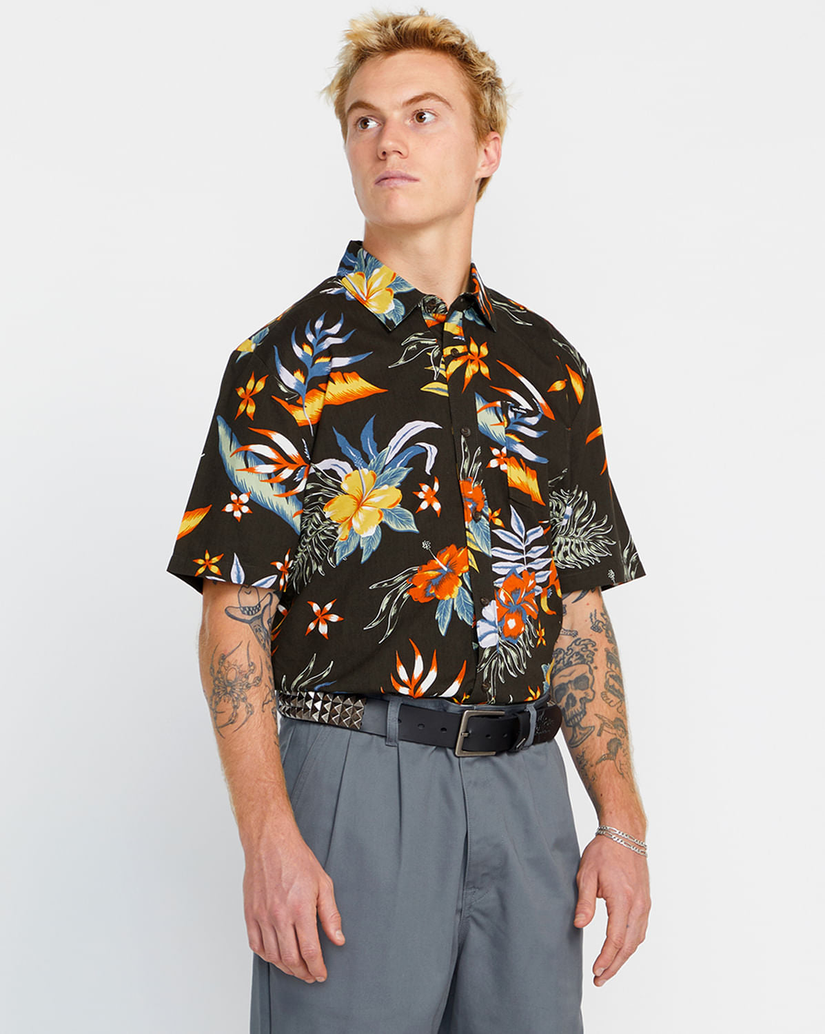 Camisa Volcom Sunriser Floral Short Sleeve Shirt Stealth