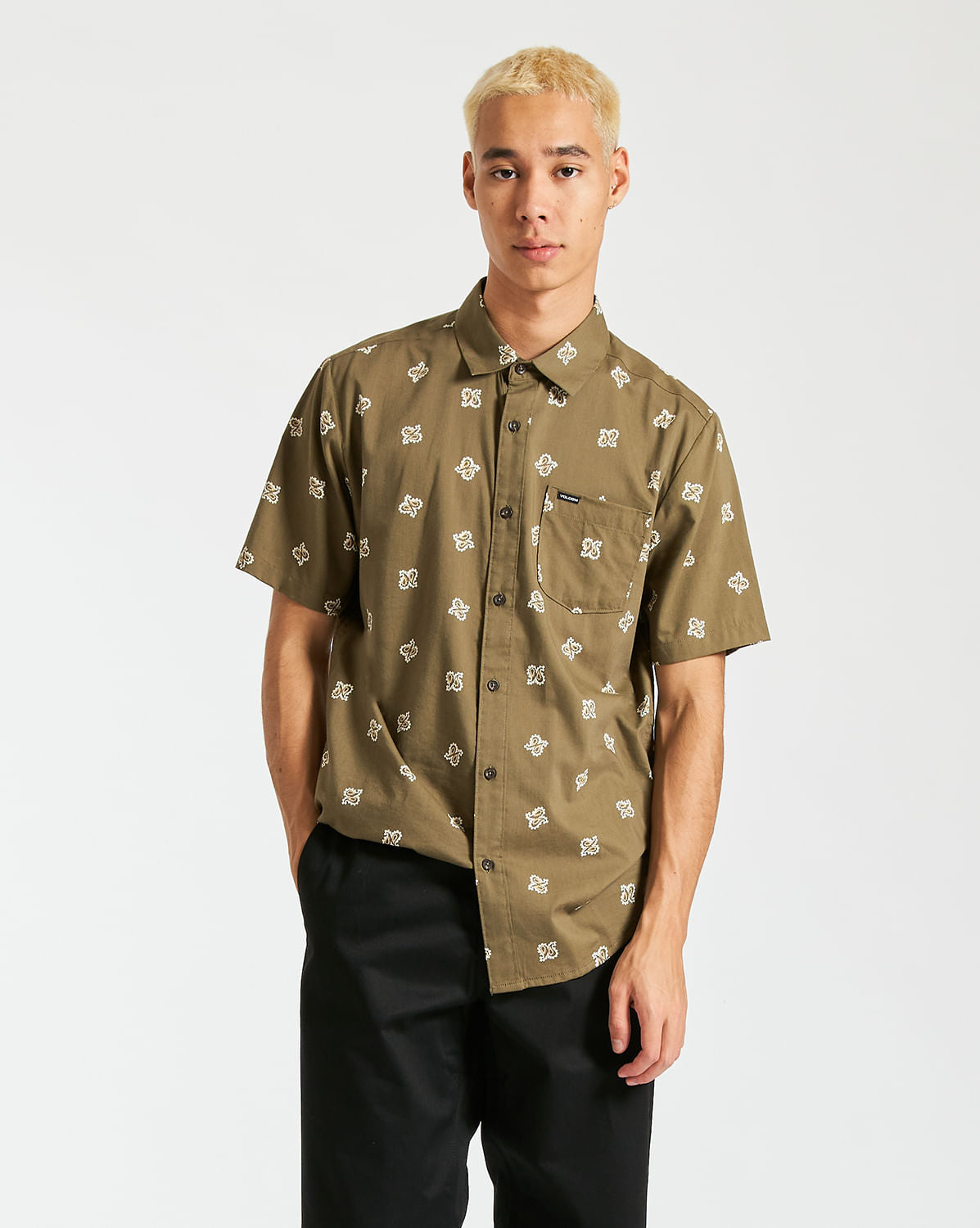 Camisa Volcom Scaler Stone Short Sleeve Shirt Expedition Green