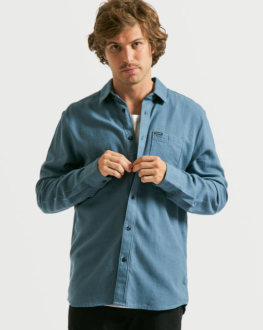 Camisa Flanela Volcom Caden Solid Slate Blue