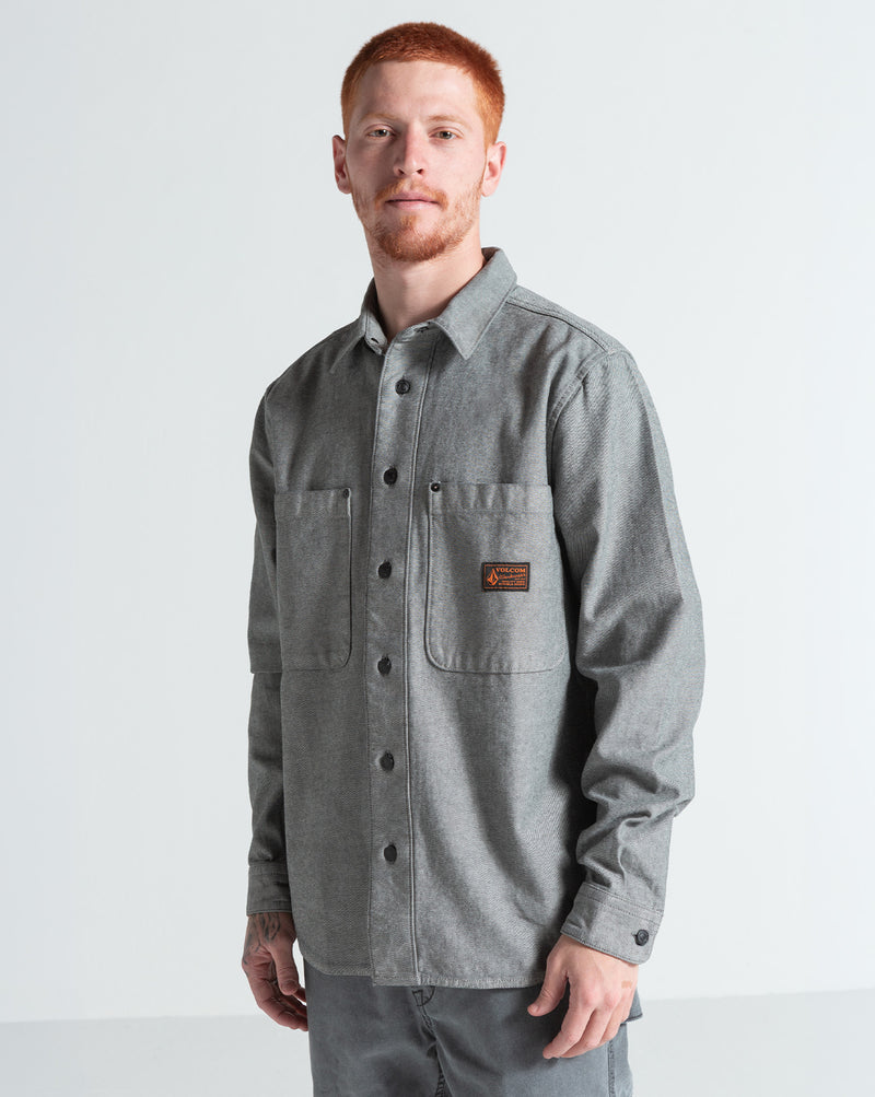 Camisa Manga Longa Volcom Levelstone Antique Black