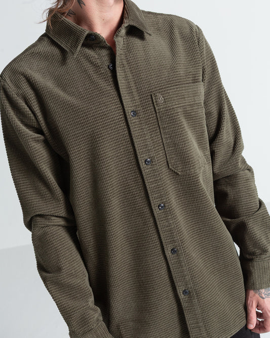 Camisa Manga Longa Volcom Fostered Dark Olive