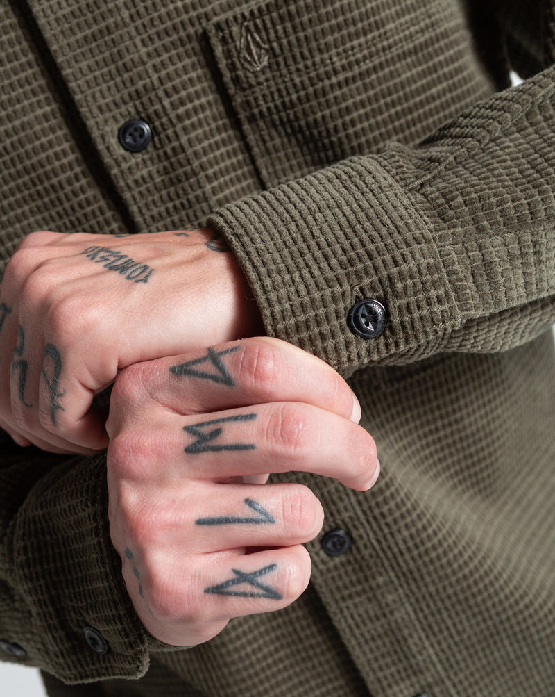 Camisa Manga Longa Volcom Fostered Dark Olive
