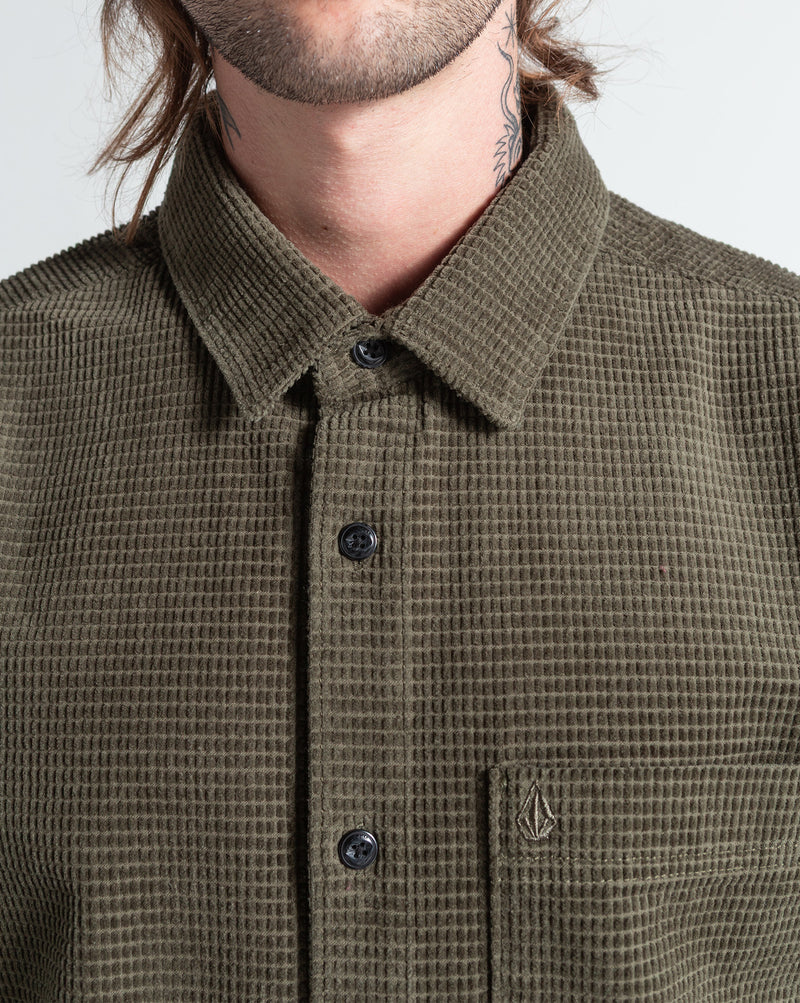 Camisa Manga Longa Volcom Fostered Dark Olive