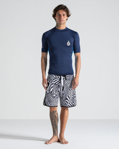 Lycra Volcom Lido Solid Azul Marinho Manga Curta