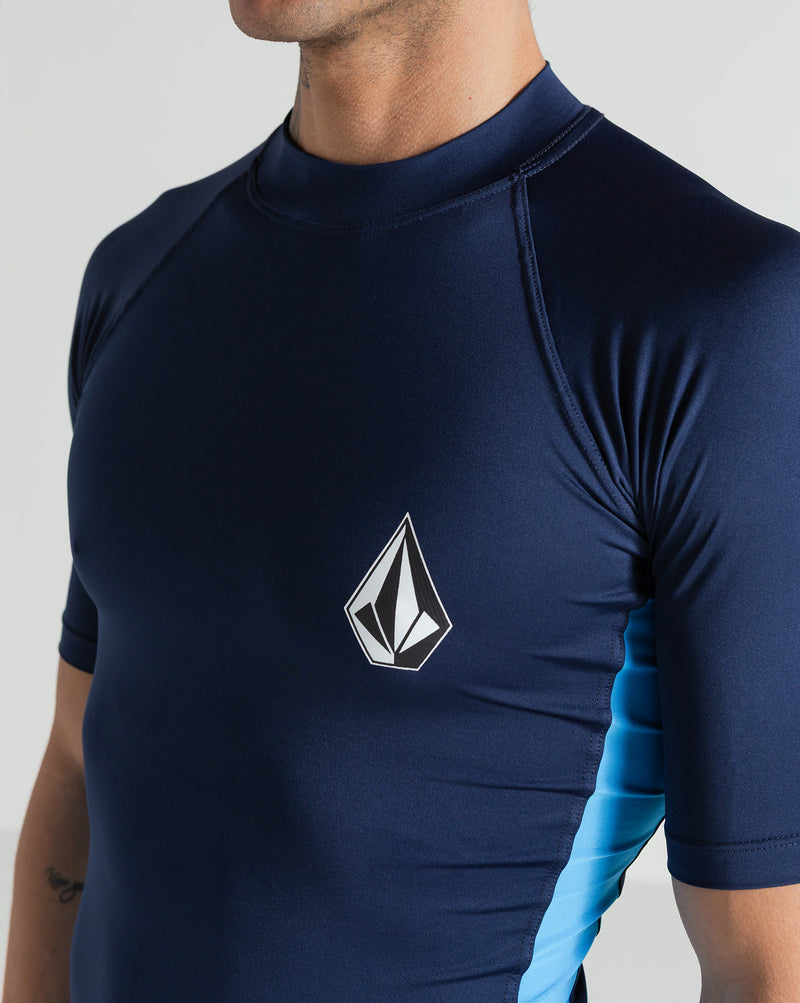 Lycra Volcom Lido Solid Azul Marinho Manga Curta