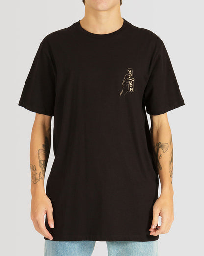 Camiseta Volcom Slim Fit Manga Curta Cheers Preta