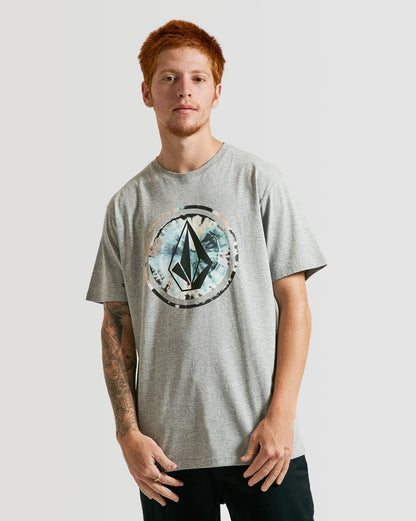 Camiseta Volcom Regular Circle Dye Mescla Cinza