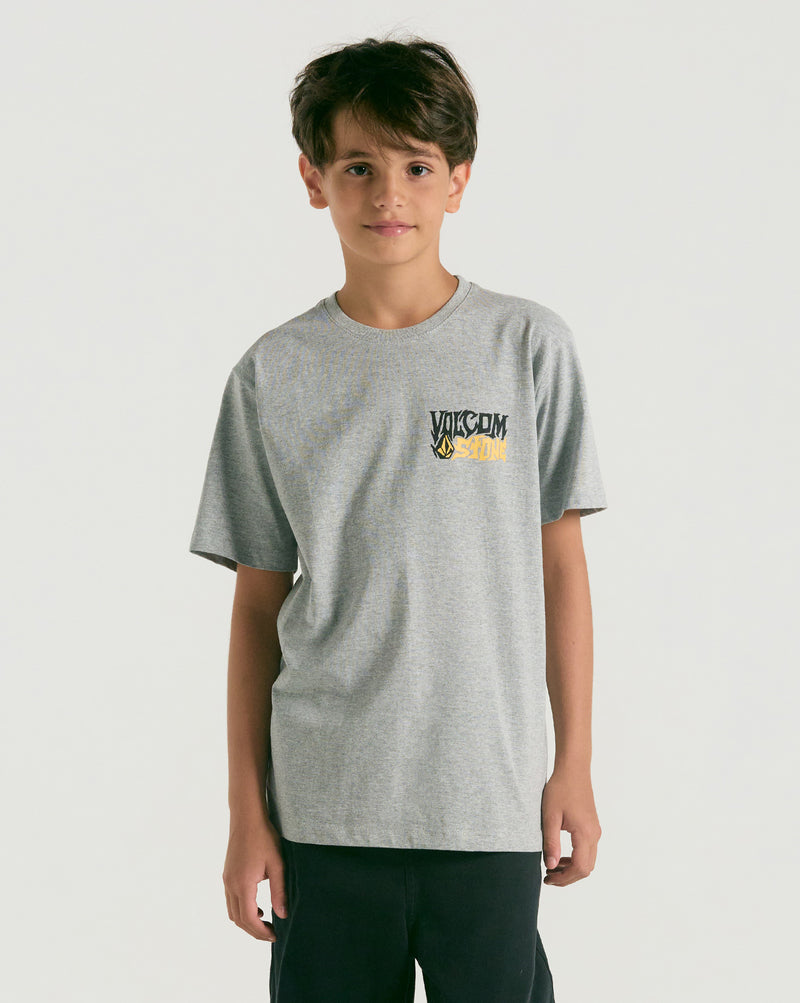 Camiseta Volcom Regular Eye Colades Juvenil Cinza