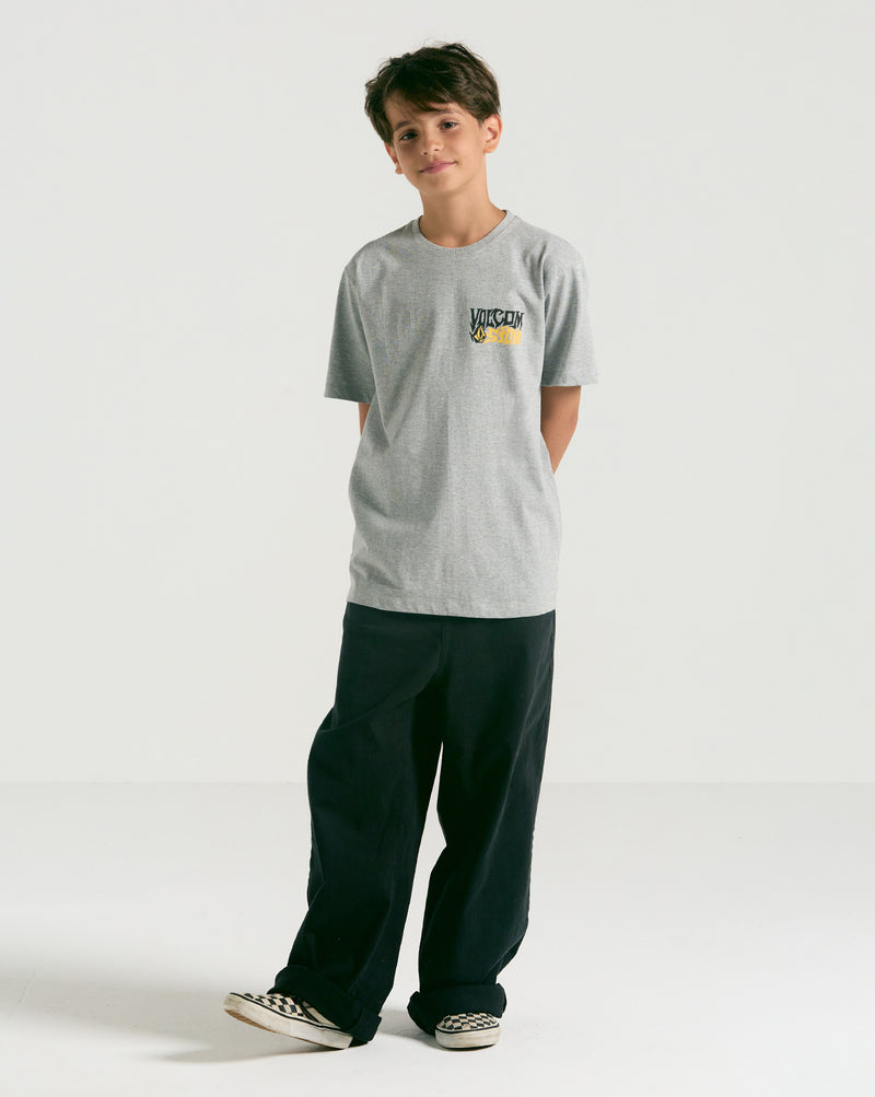 Camiseta Volcom Regular Eye Colades Juvenil Cinza