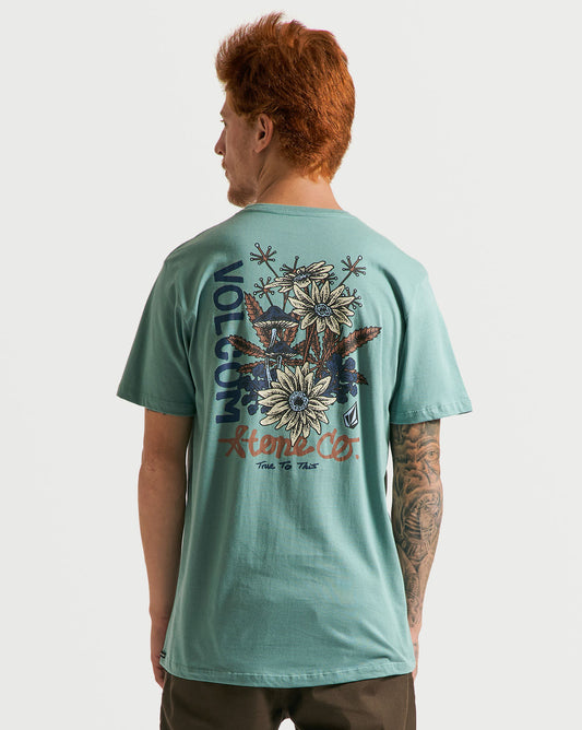 Camiseta Volcom Long Fit Psychedaisy Verde