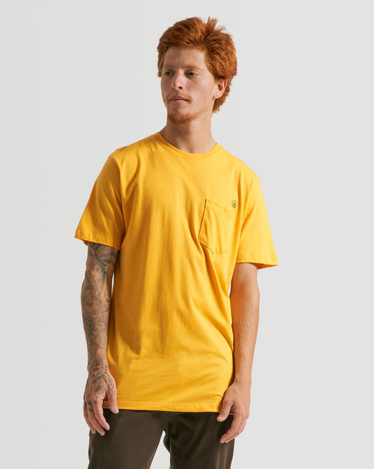 Camiseta Volcom Long Fit Solid Pocket Amarela
