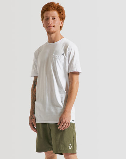 Camiseta Volcom Long Fit Solid Pocket Branca