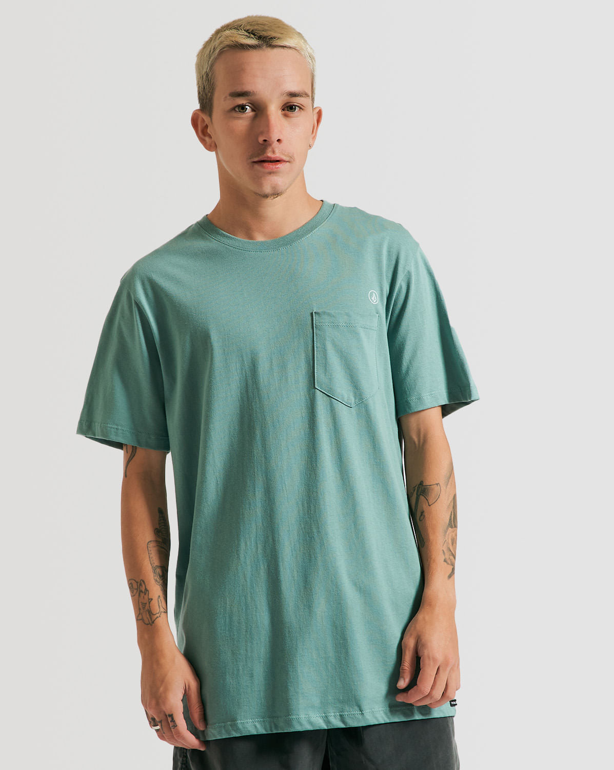 Camiseta Volcom Long Fit Solid Pocket Verde