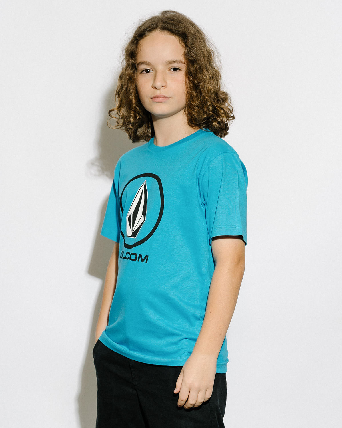 Camiseta Volcom Regular Crisp Stone Juvenil Azul