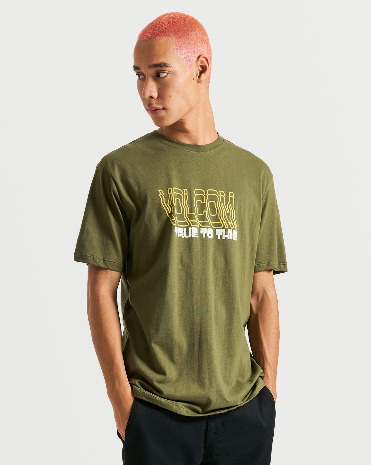 Camiseta Volcom Regular Double Take Militar