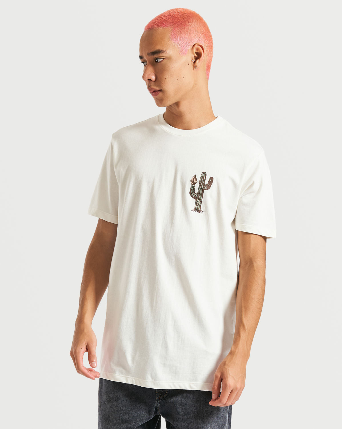 Camiseta Volcom Long Fit Prickly Off White