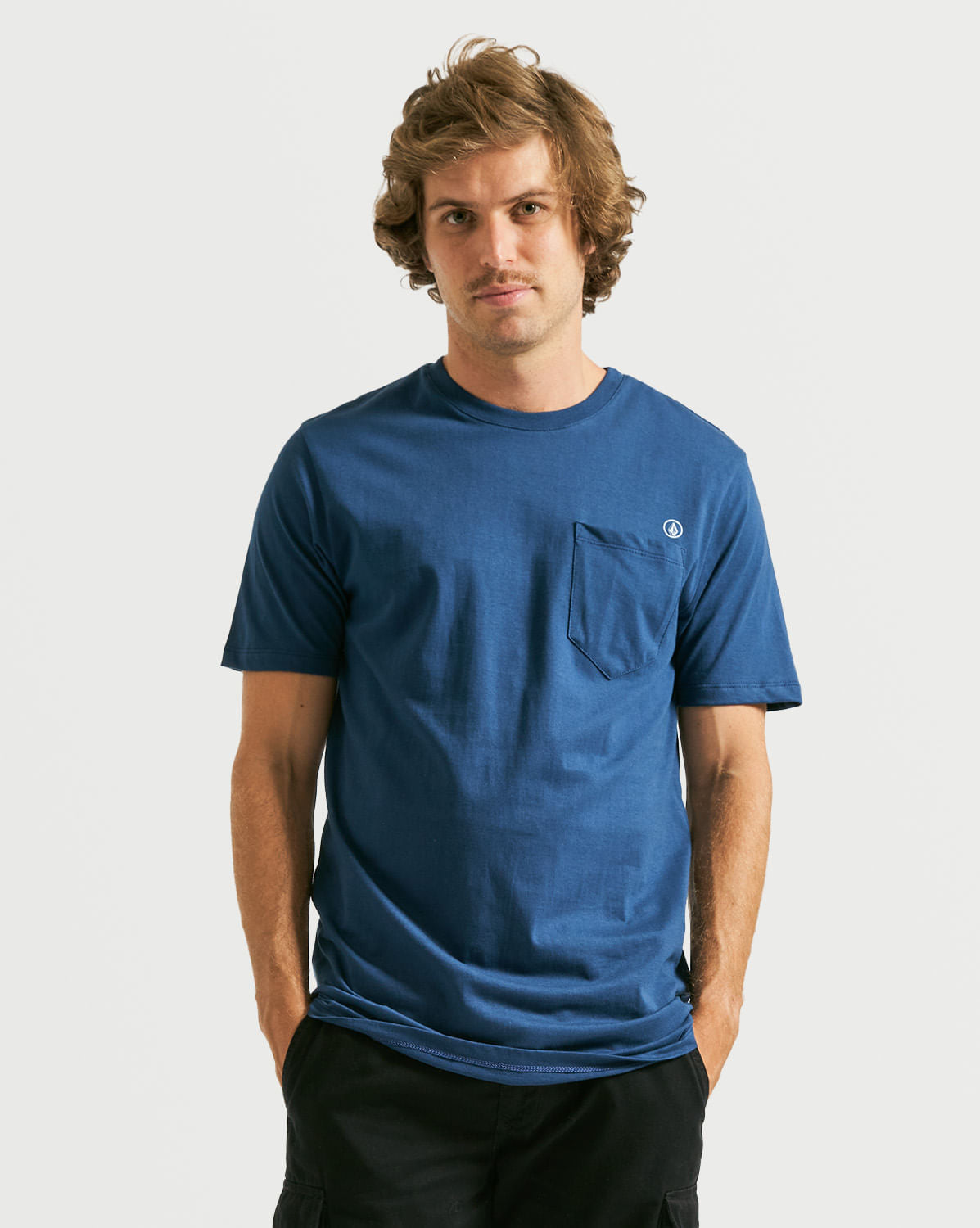 Camiseta Volcom Long Fit Solid Pocket Azul