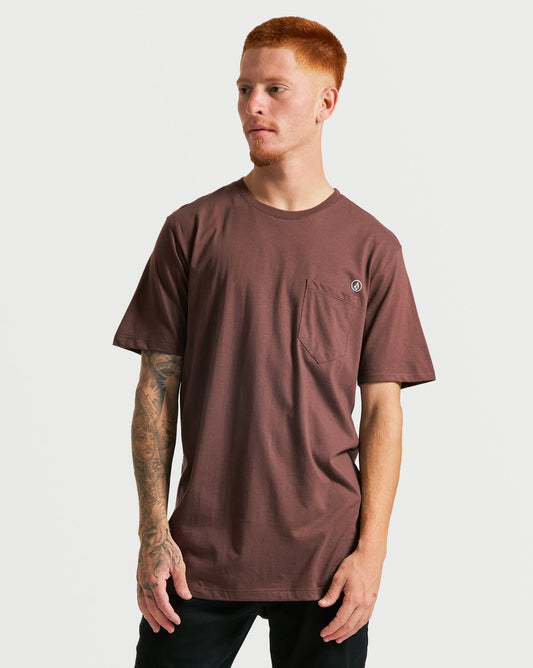 Camiseta Volcom Long Fit Solid Pocket Vinho
