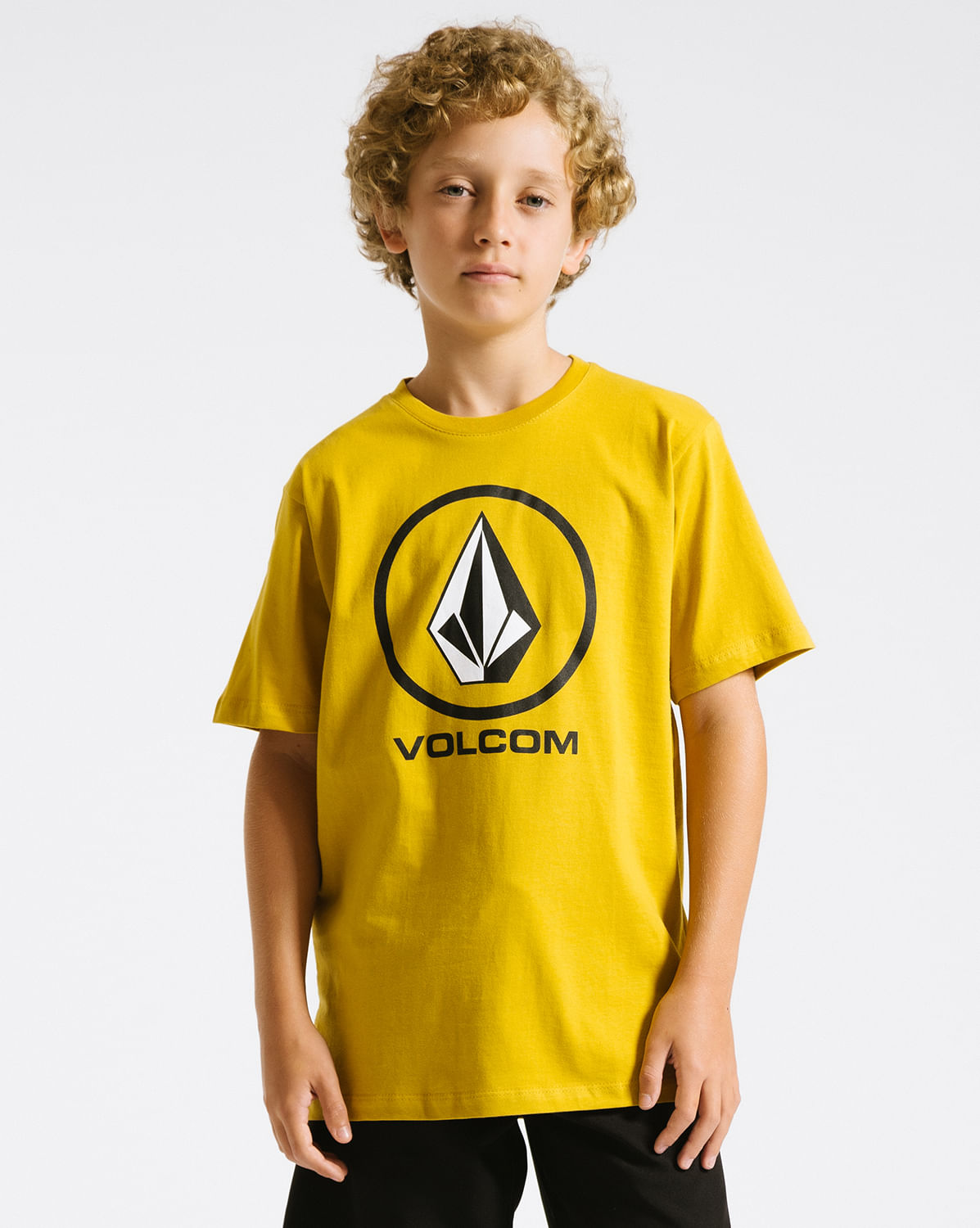 Camiseta Volcom Regular Crisp Stone Juvenil Amarela