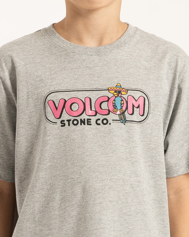 Camiseta Volcom Regular Chelada Juvenil Cinza