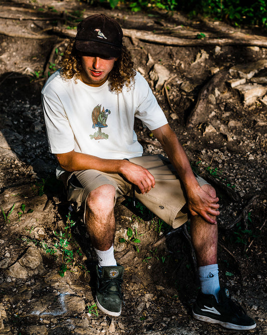 Camiseta Volcom Long Fit Skate Vitals Wizard Off White