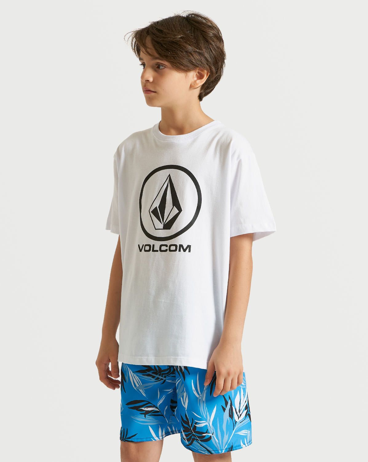 Camiseta Volcom Regular Crisp Stone Juvenil Branca