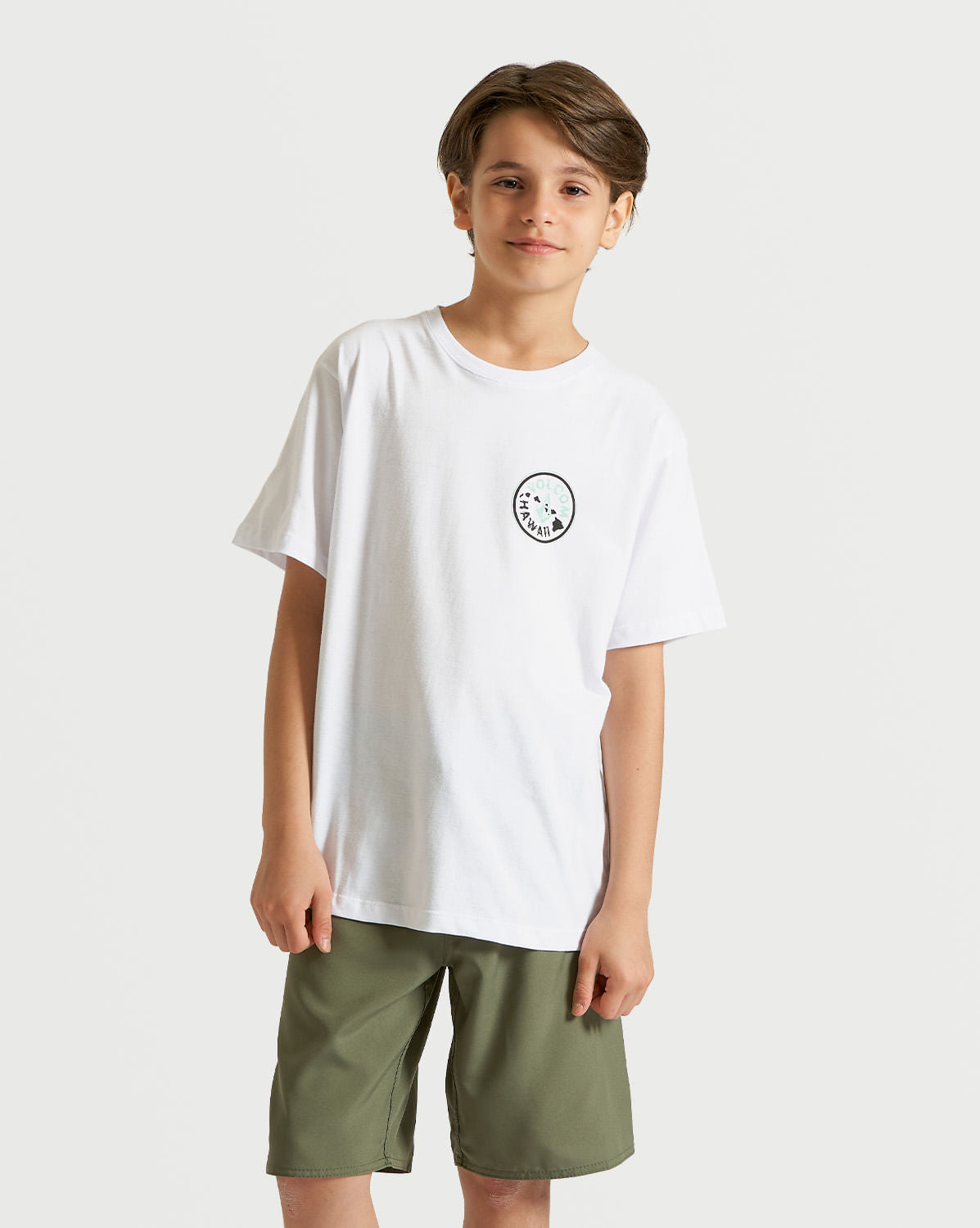 Camiseta Volcom Regular Vibrationz Juvenil Branca