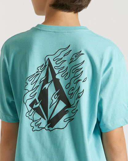 Camiseta Volcom Regular Fire Fight Juvenil Azul