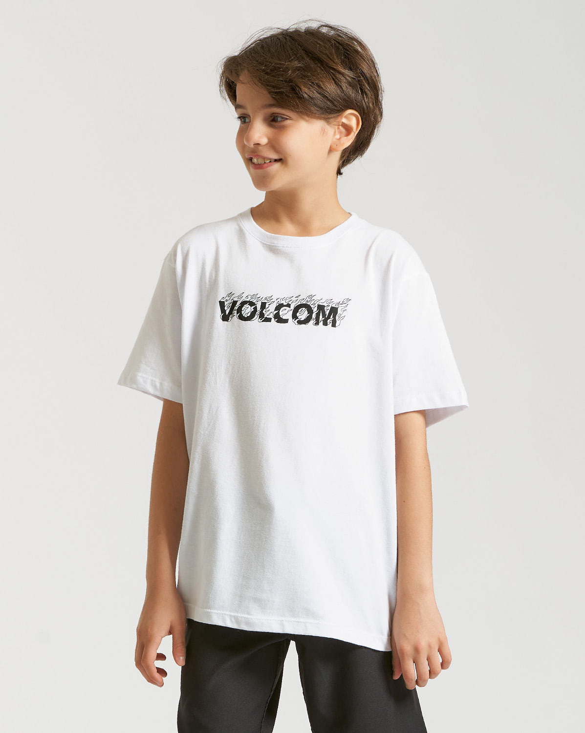 Camiseta Volcom Regular Fire Fight Juvenil Branca