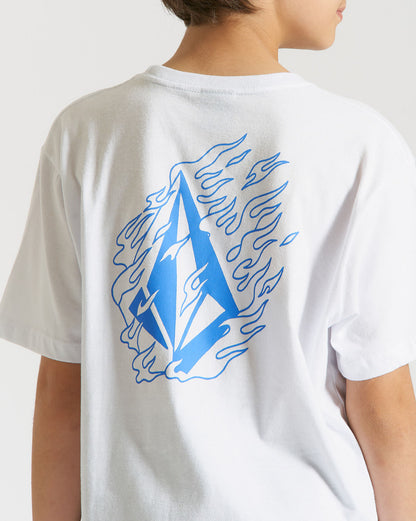 Camiseta Volcom Regular Fire Fight Juvenil Branca