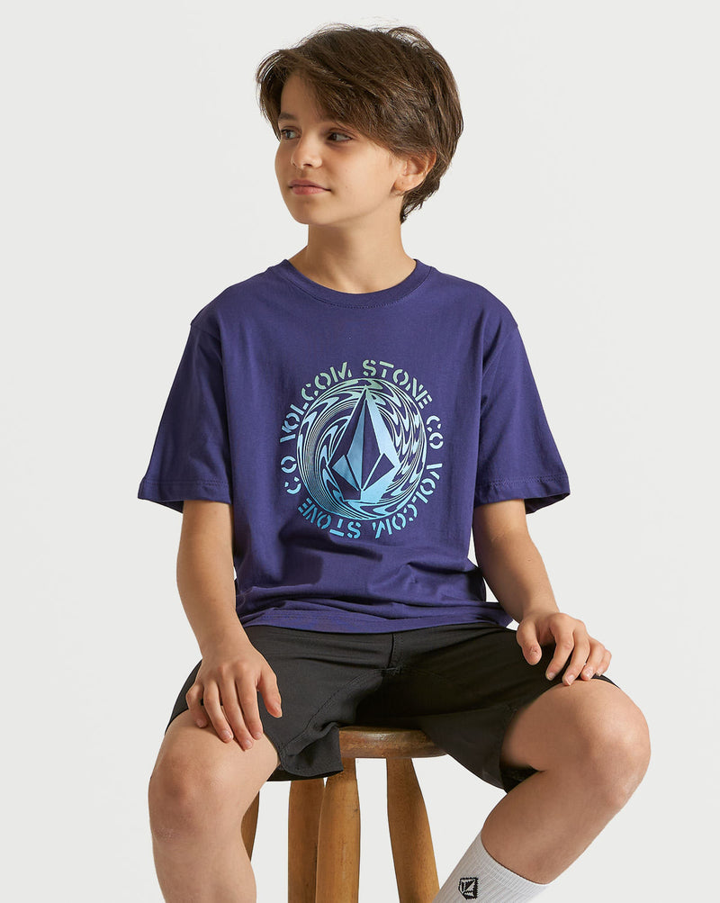 Camiseta Volcom Regular Rotato Juvenil Azul