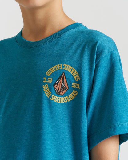 Camiseta Volcom Regular Fried Juvenil Mescla Azul