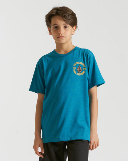 Camiseta Volcom Regular Fried Juvenil Mescla Azul