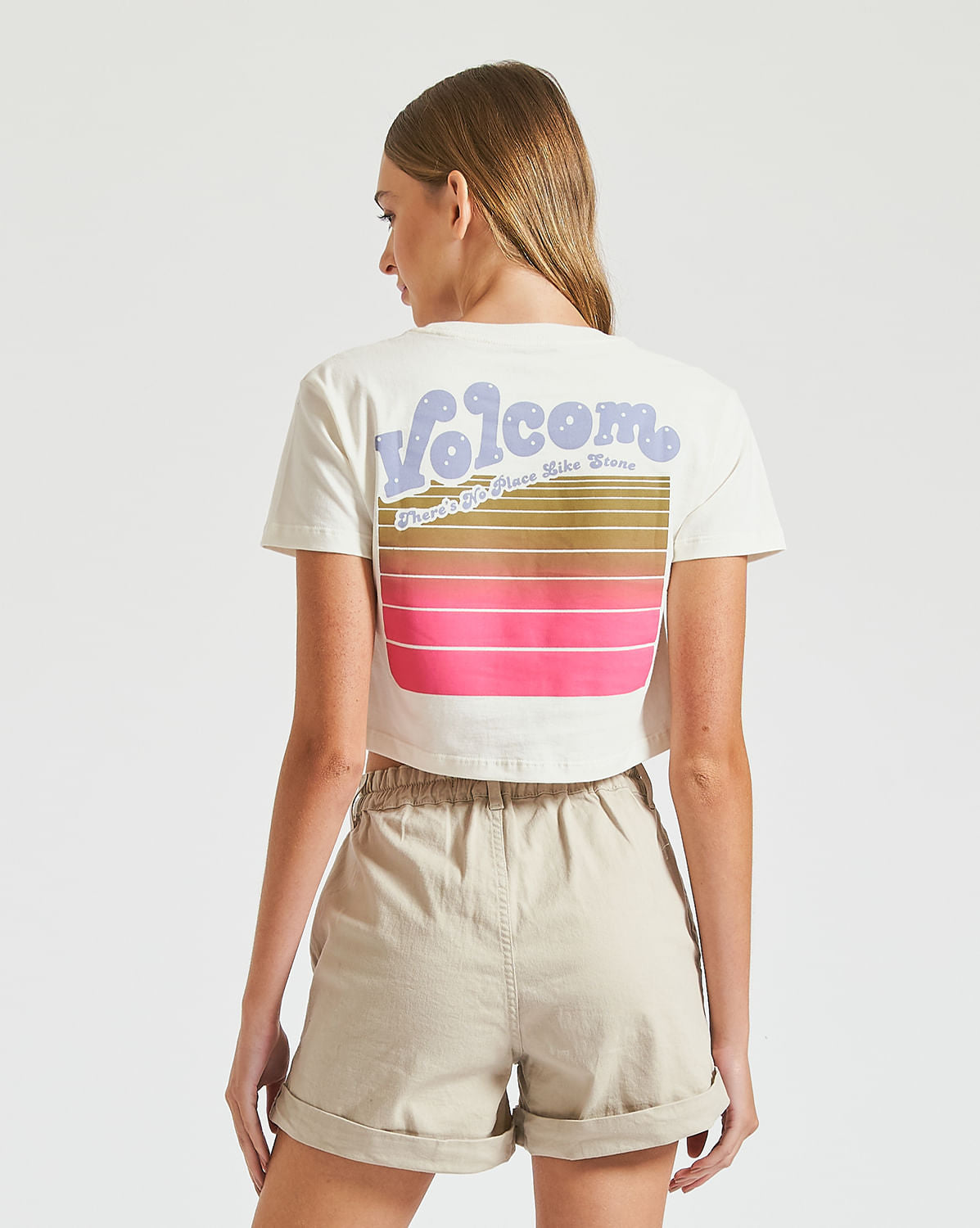 Camiseta Volcom Cropped Elevate Off White