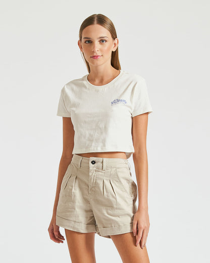 Camiseta Volcom Cropped Elevate Off White