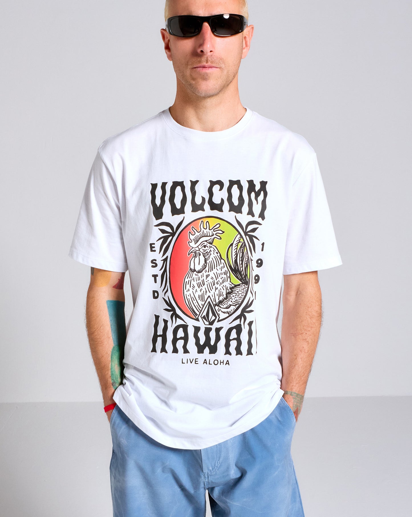 Camiseta Volcom Aloha Rooster Branca