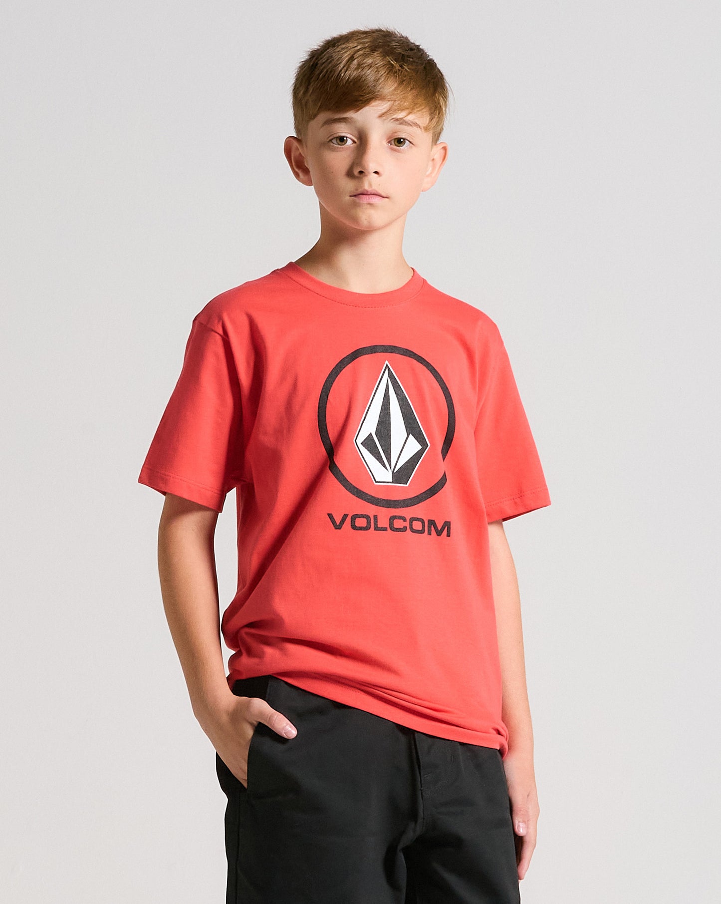 Camiseta Volcom Crisp Stone Juvenil Vermelha