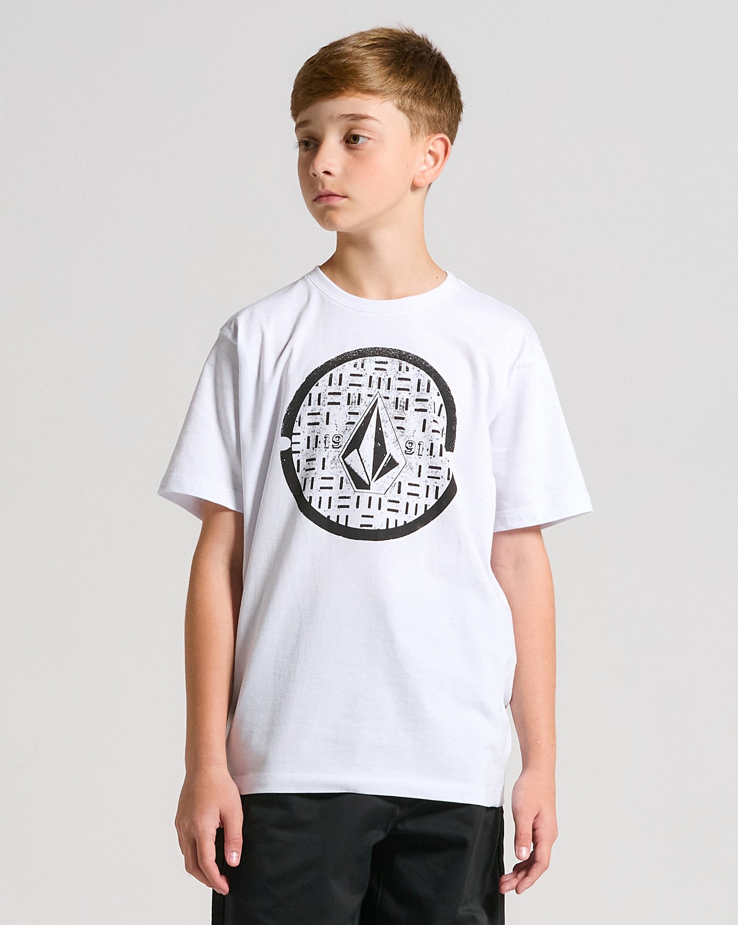 Camiseta Volcom Circle Texture Juvenil Branca