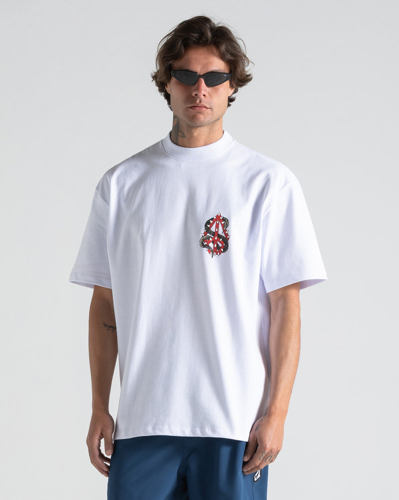Camiseta Comfort Fit Volcom Snake Peace Branca