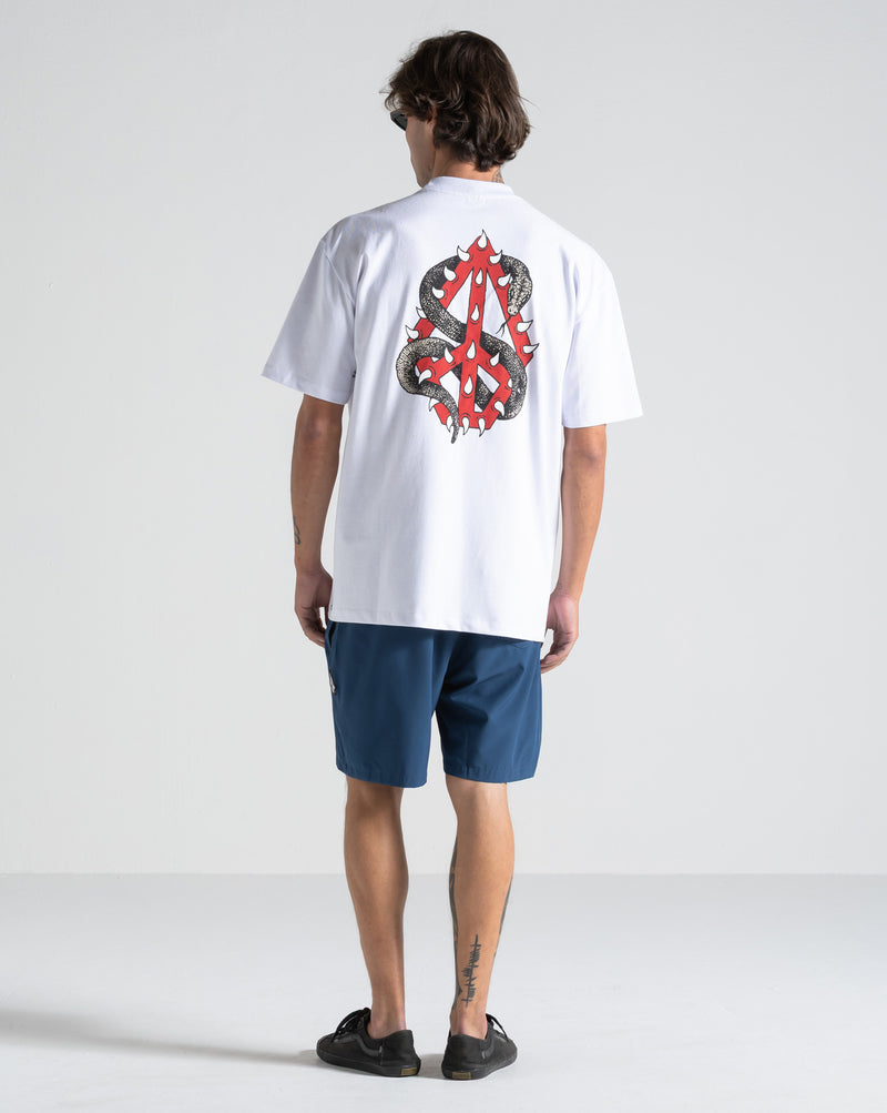 Camiseta Comfort Fit Volcom Snake Peace Branca