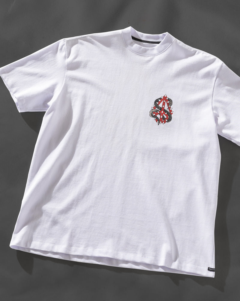 Camiseta Comfort Fit Volcom Snake Peace Branca