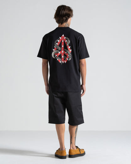 Camiseta Comfort Fit Volcom Snake Peace Preta