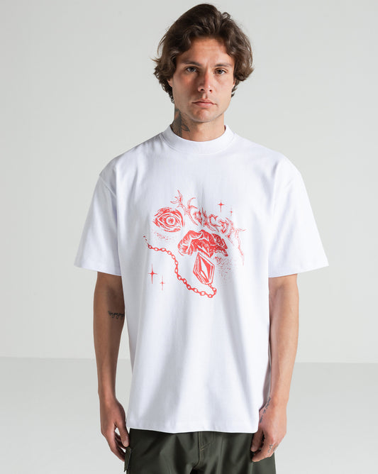 Camiseta Comfort Fit Volcom Death Truction Branca